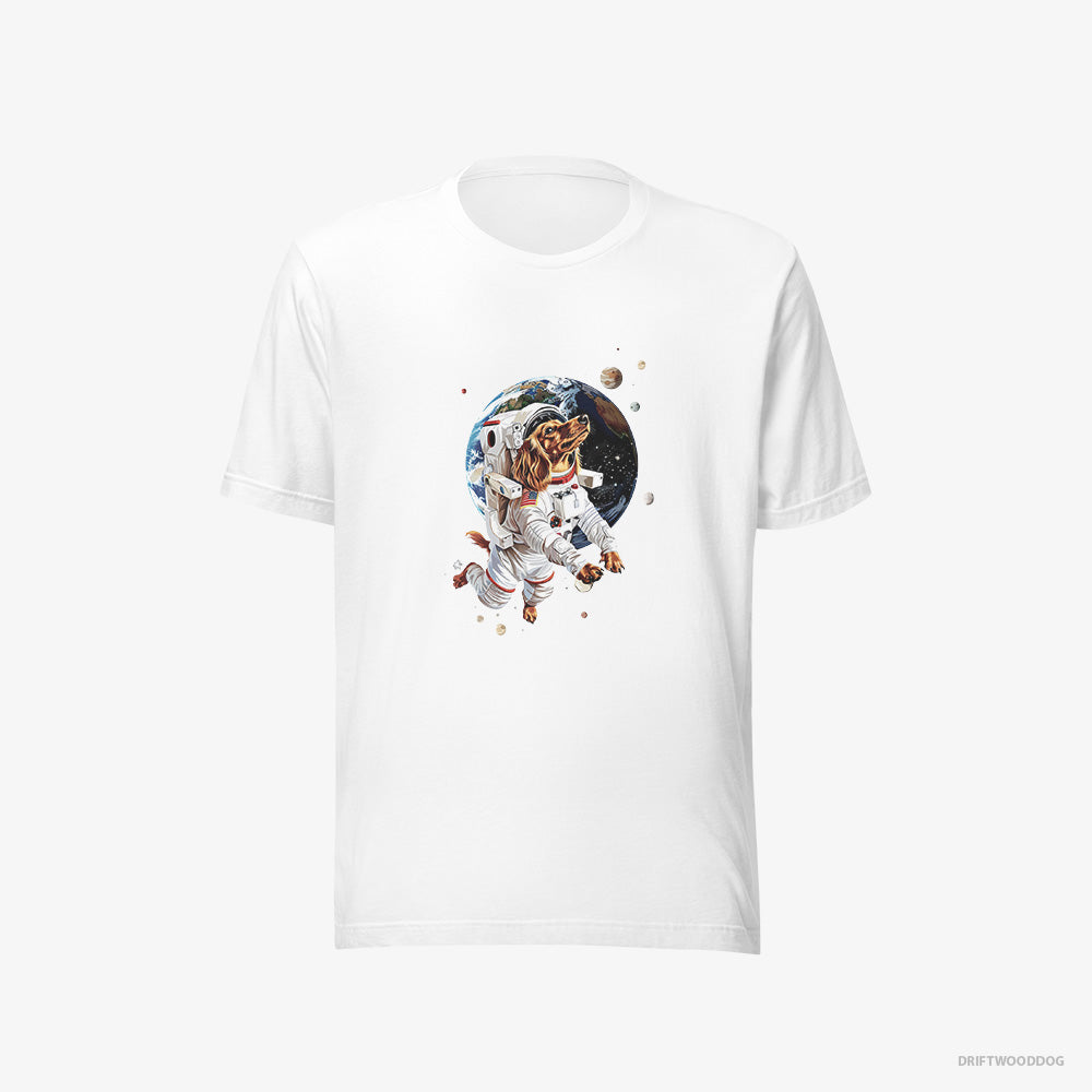 Dachshund T-Shirt – Men White T-Shirt Eco-Friendly – Exploring the Universe (on White Background)