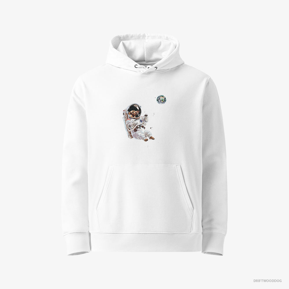 Dachshund Hoodie – Men White Hoodie Eco-Friendly – as a Space Explorer (on White Background)