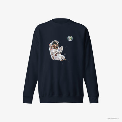 Dachshund Sweatshirt – Men Navy Sweatshirt Eco-Friendly – as a Space Explorer (on White Background)