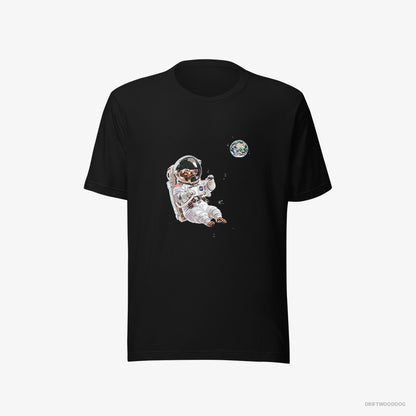 Dachshund T-Shirt – Men Black T-Shirt Eco-Friendly – as a Space Explorer (on White Background)