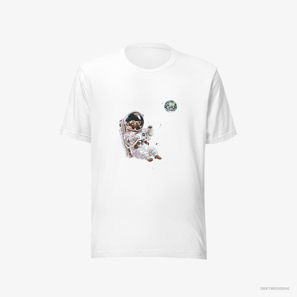 Dachshund T-Shirt – Men White T-Shirt Eco-Friendly – as a Space Explorer (on White Background)