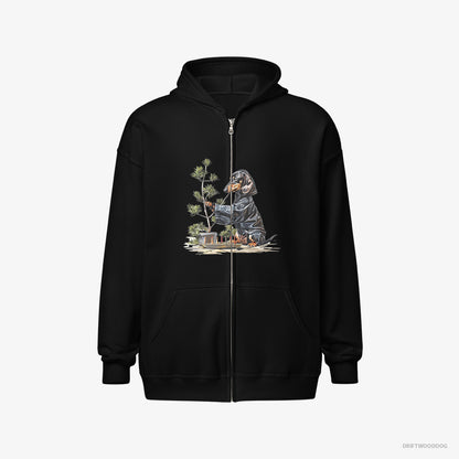 Dachshund Caring for Japanese Garden Black Hoodie