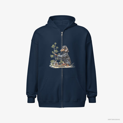 Dachshund Caring for Japanese Garden Navy Hoodie