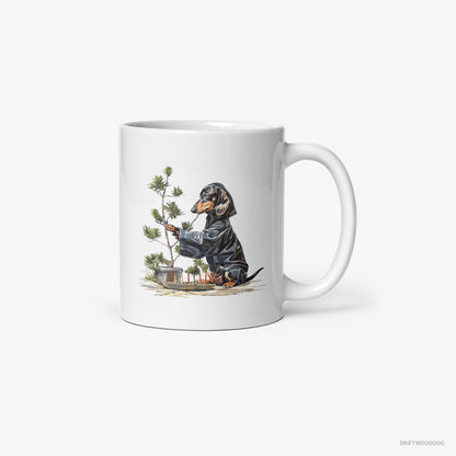 Dachshund Caring for Japanese Garden White Mug