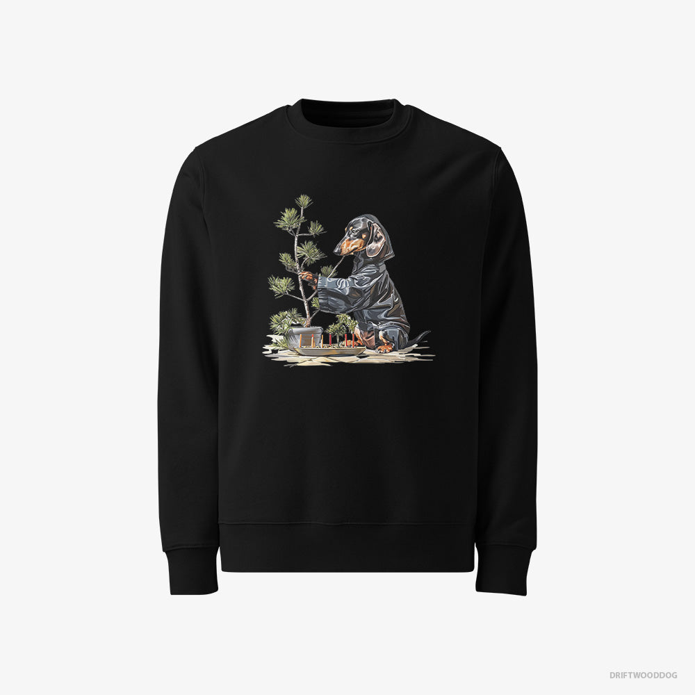 Dachshund Sweatshirt – Men Black Sweatshirt Classic – Caring for Japanese Garden (on White Background)