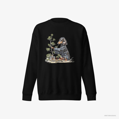 Dachshund Sweatshirt – Men Black Sweatshirt Eco-Friendly – Caring for Japanese Garden (on White Background)