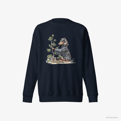 Dachshund Caring for Japanese Garden Navy Sweatshirt