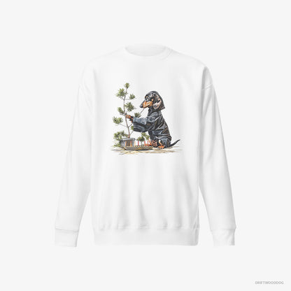 Dachshund Caring for Japanese Garden White Sweatshirt