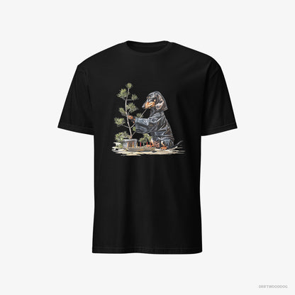 Dachshund Caring for Japanese Garden Black T-Shirt