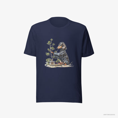 Dachshund Caring for Japanese Garden Navy T-Shirt