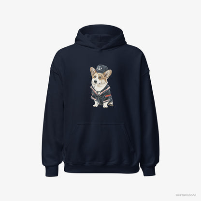 Corgi in a Sailor Outfit Navy Hoodie