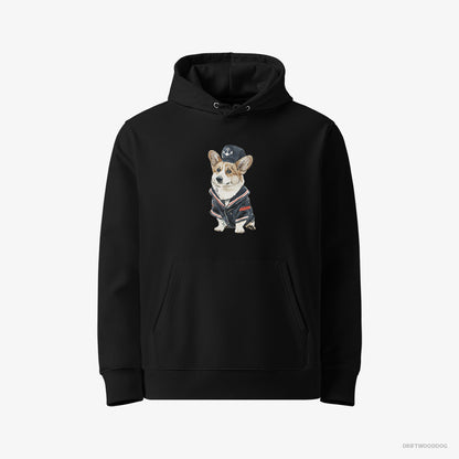 Corgi in a Sailor Outfit Black Hoodie