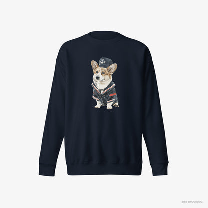 Corgi in a Sailor Outfit Navy Sweatshirt