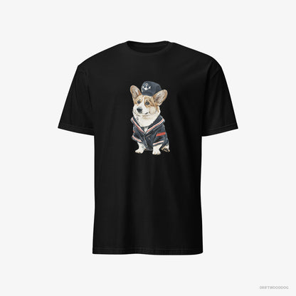 Corgi in a Sailor Outfit Black T-Shirt