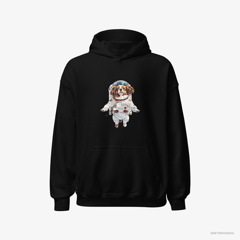 Corgi Hoodie – Men Black Hoodie Classic – in Interstellar Adventure (on White Background)