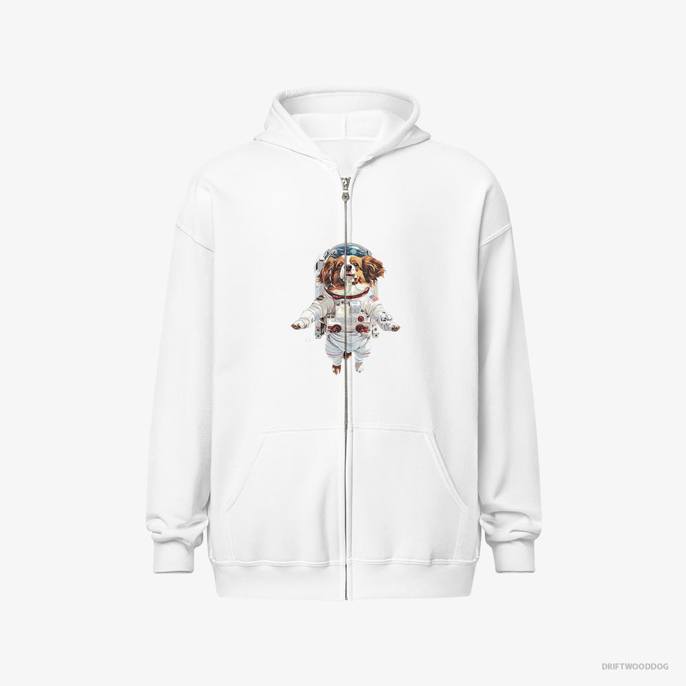 Corgi in Interstellar Adventure – Men's Hoodie White Full-Zip – Full-Zip