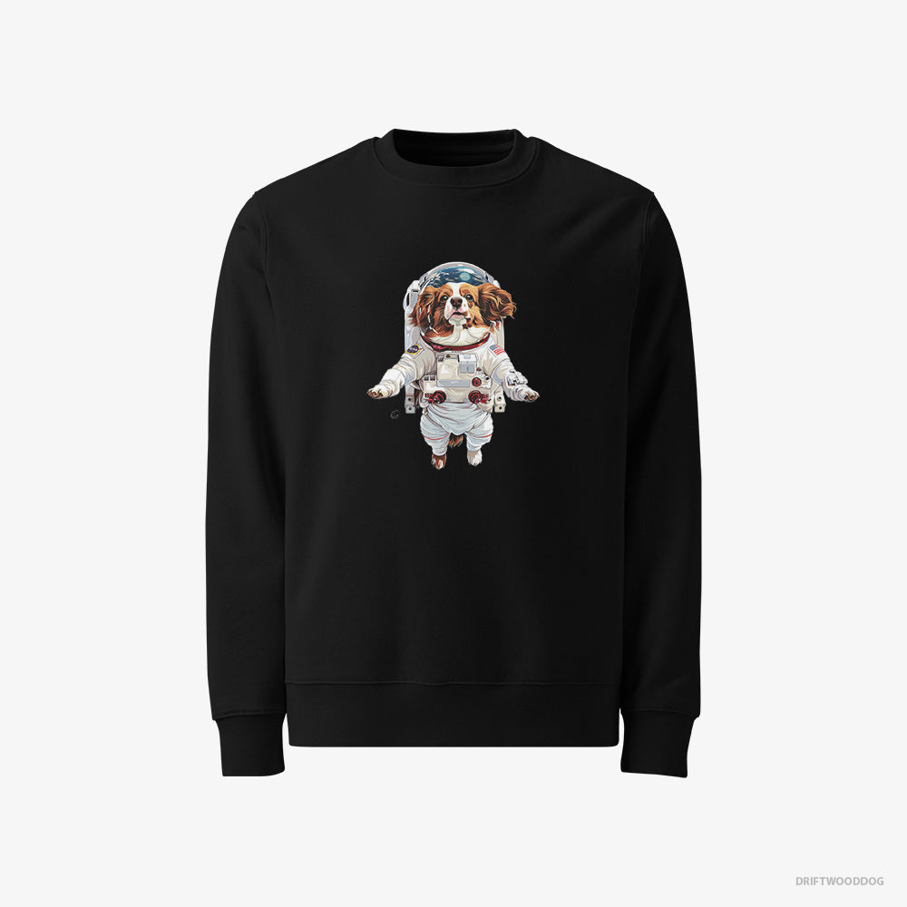 Corgi Sweatshirt – Men Black Sweatshirt Classic – in Interstellar Adventure (on White Background)