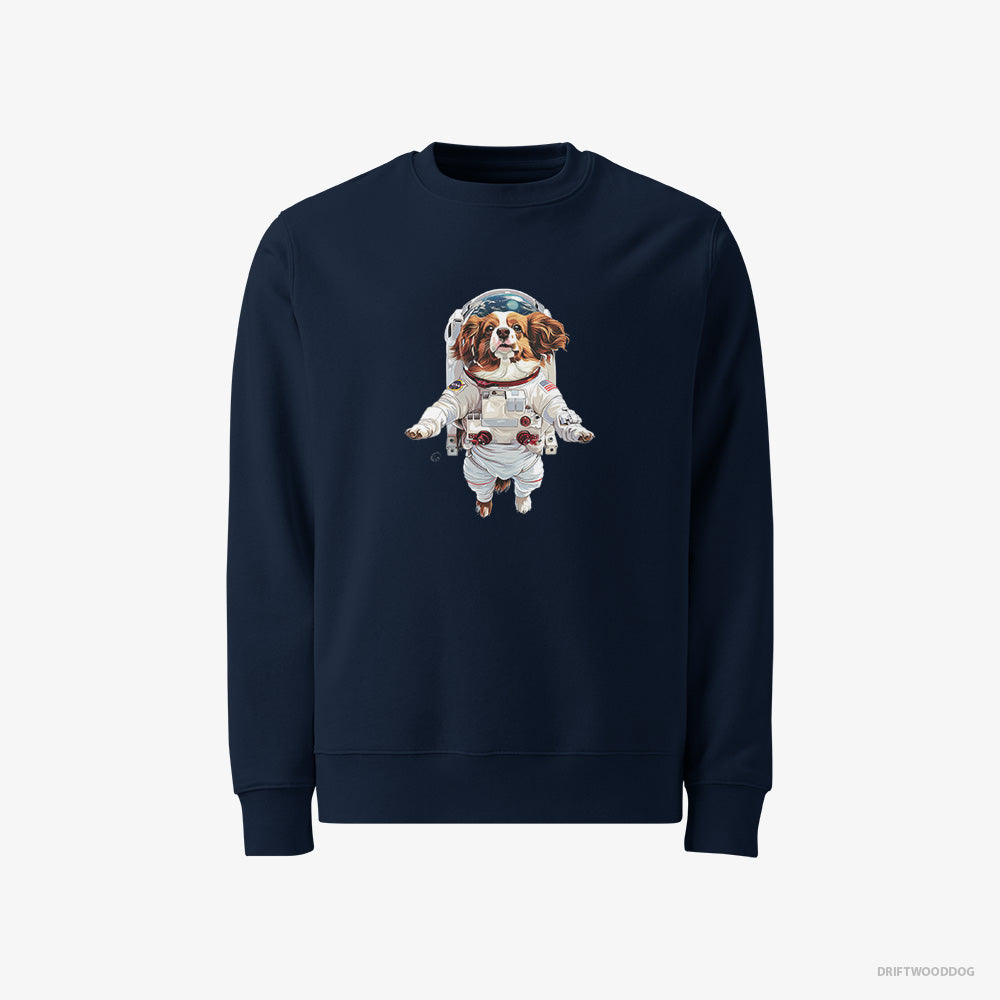 Corgi Sweatshirt – Men Navy Sweatshirt Classic – in Interstellar Adventure (on White Background)