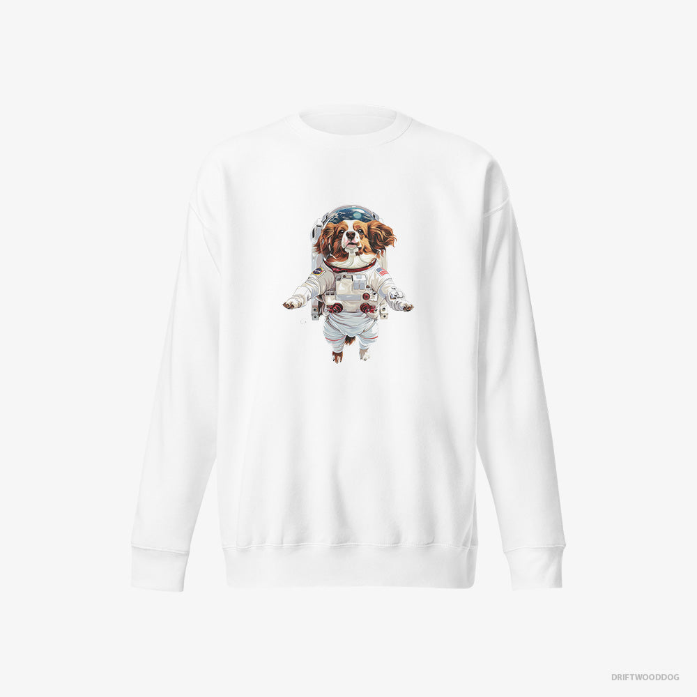 Corgi Sweatshirt – Women White Sweatshirt Eco-Friendly – in Interstellar Adventure (on White Background)