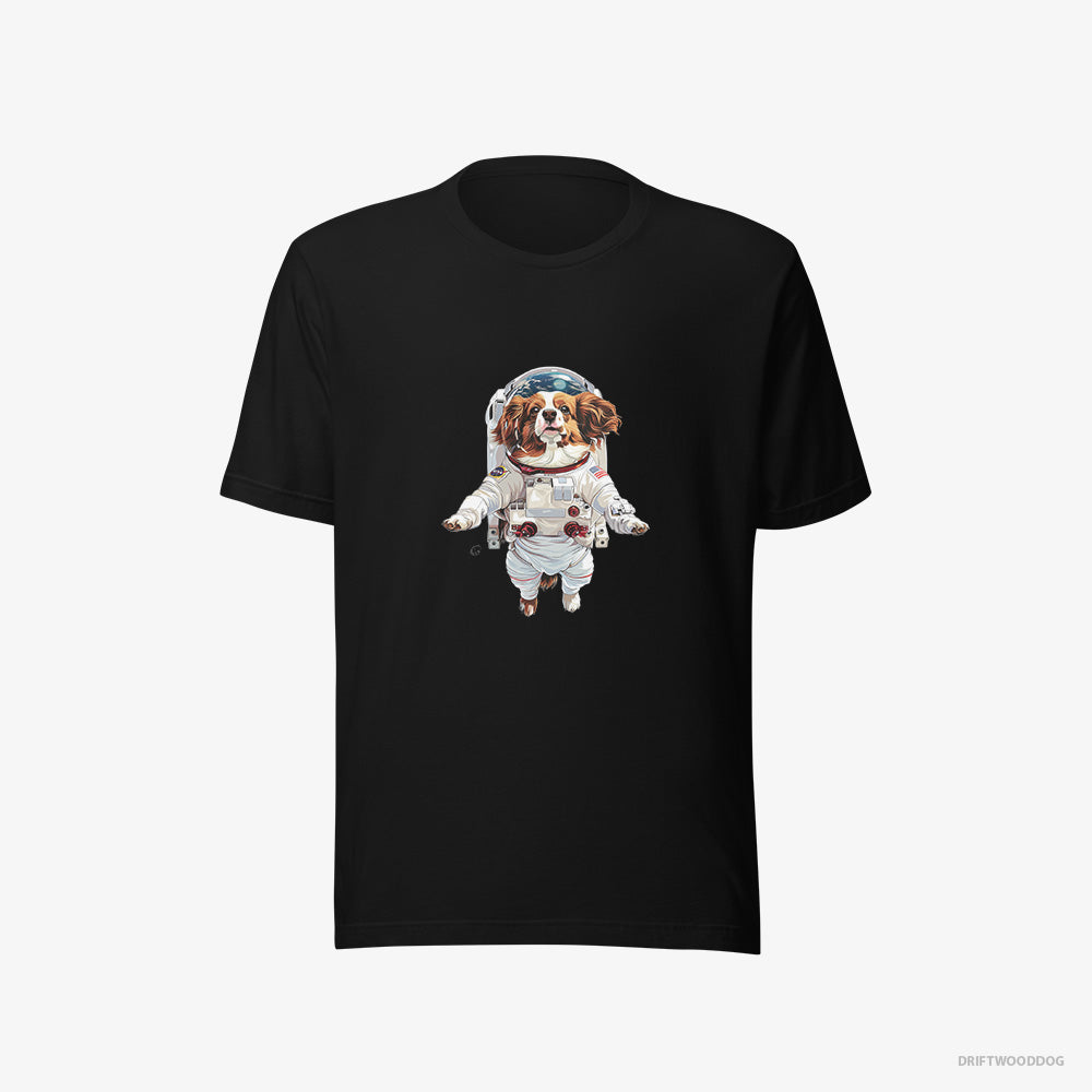 Corgi T-Shirt – Men Black T-Shirt Eco-Friendly – in Interstellar Adventure (on White Background)