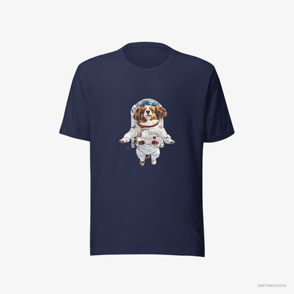 Corgi T-Shirt – Men Navy T-Shirt Eco-Friendly – in Interstellar Adventure (on White Background)