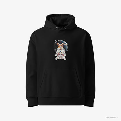 Corgi Adventuring in Space Black Hoodie