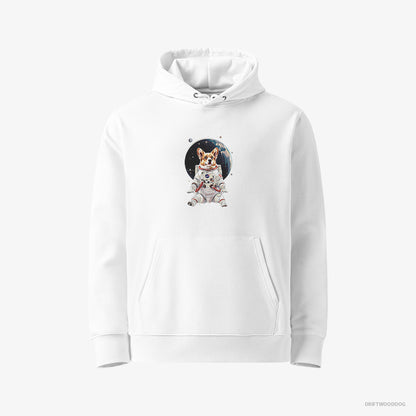 Corgi Adventuring in Space White Hoodie