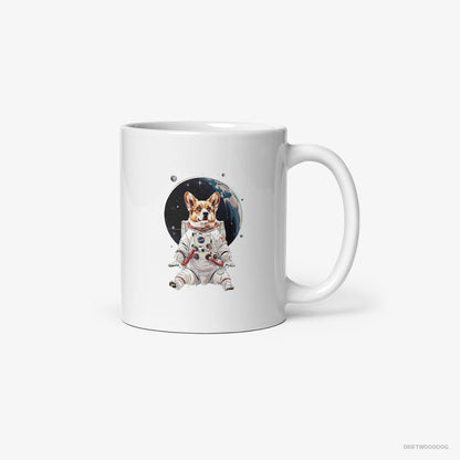 Corgi Adventuring in Space White Mug