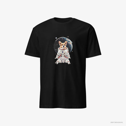 Corgi Adventuring in Space Black T-Shirt