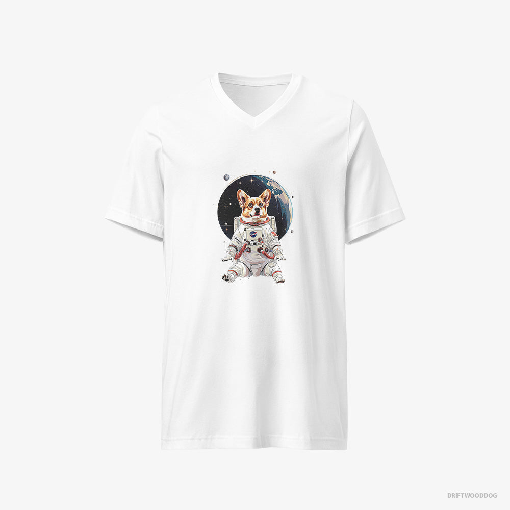 Corgi Adventuring in Space V-Neck T-Shirt