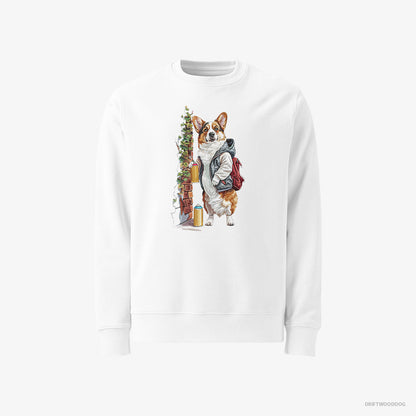 Corgi Painting Graffiti on the Wall White Sweatshirt