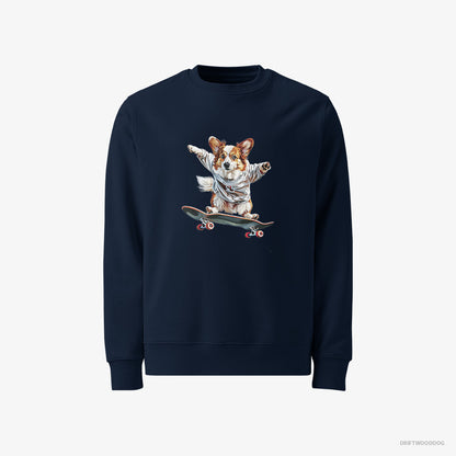 Corgi Enjoying a Skateboard Ride Navy Sweatshirt