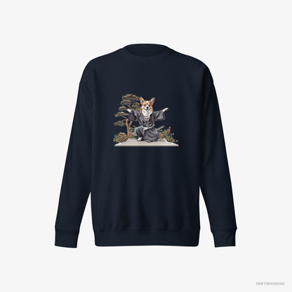 Corgi Practicing Ninja Stealth Navy Sweatshirt