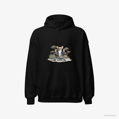 Corgi Hoodie – Men Black Hoodie Classic – Wearing Ninja Gear (on White Background)