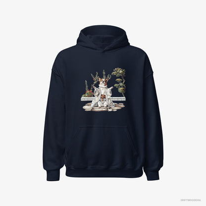 Corgi in a Japanese Garden Navy Hoodie