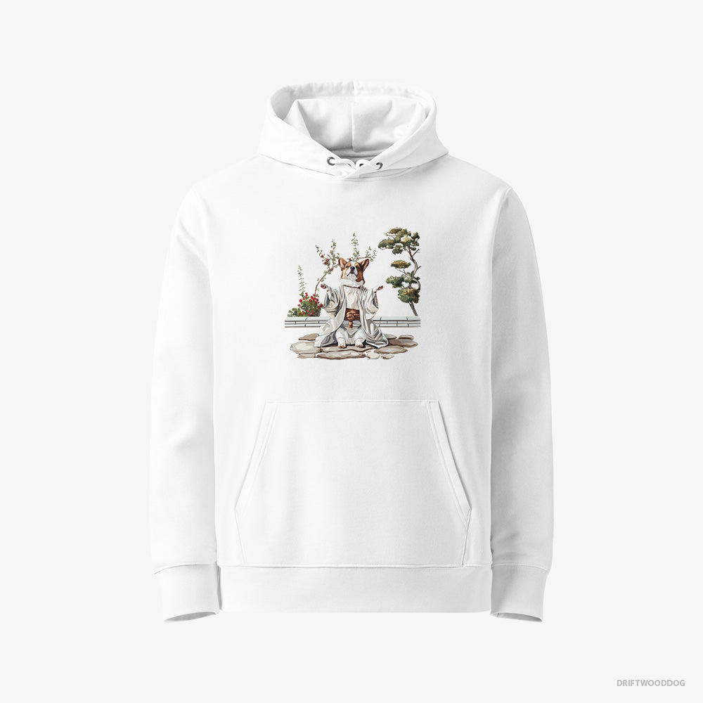 Corgi in a Japanese Garden – Men's Hoodie White Eco – Eco-Friendly