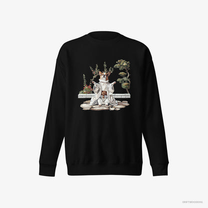 Corgi in a Japanese Garden Black Sweatshirt