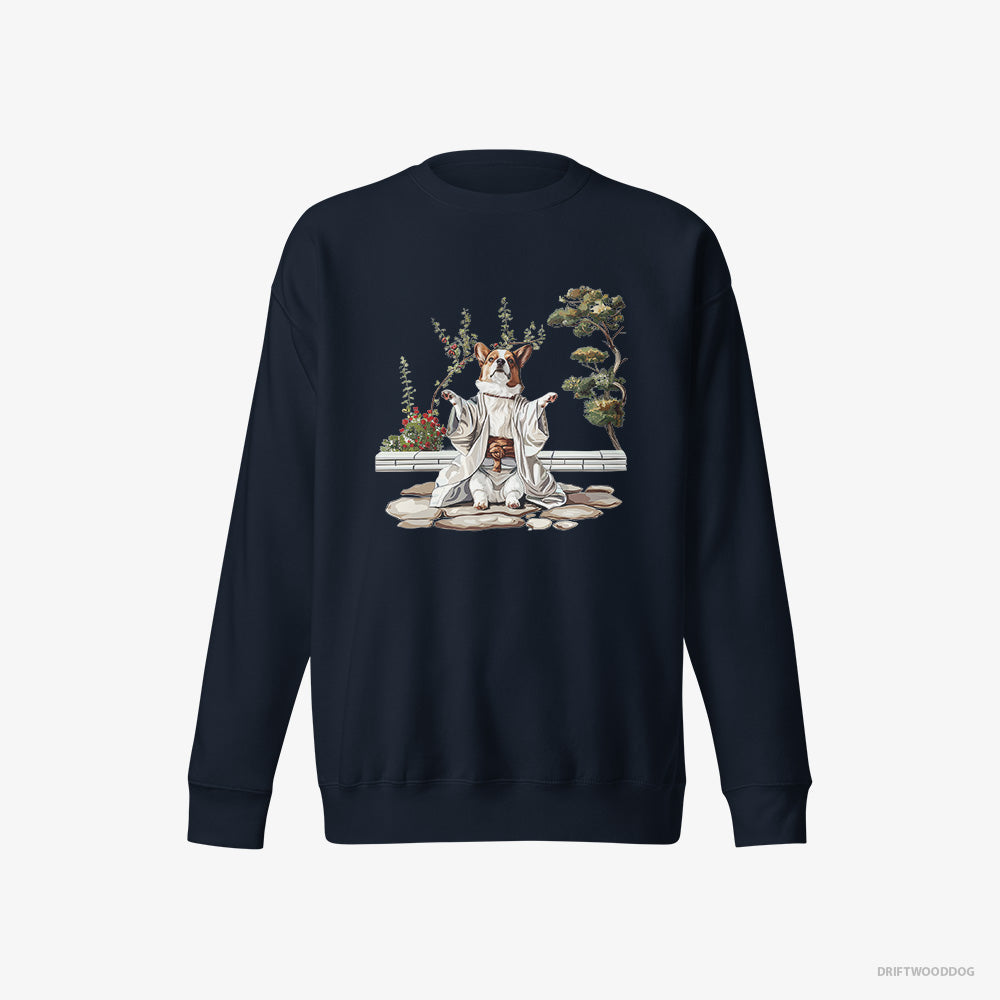 Corgi in a Japanese Garden – Women's Sweatshirt Navy Eco – Eco-Friendly