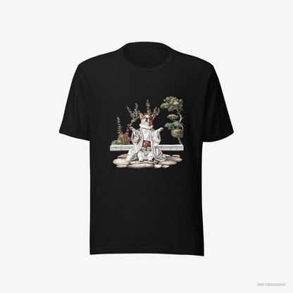 Corgi in a Japanese Garden Black T-Shirt