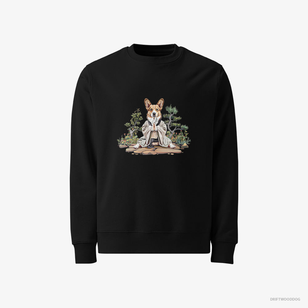 Corgi Practicing Meditation in a Peaceful Japanese Garden – Women's Sweatshirt Black – Classic