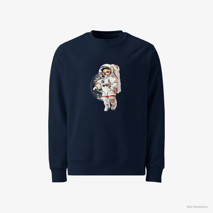 Chihuahua Sweatshirt – Men Navy Sweatshirt Classic – in a Spaceship Mission (on White Background)