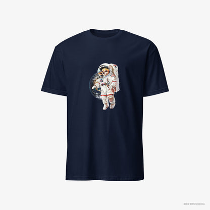 Chihuahua T-Shirt – Men Navy T-Shirt Classic – in a Spaceship Mission (on White Background)