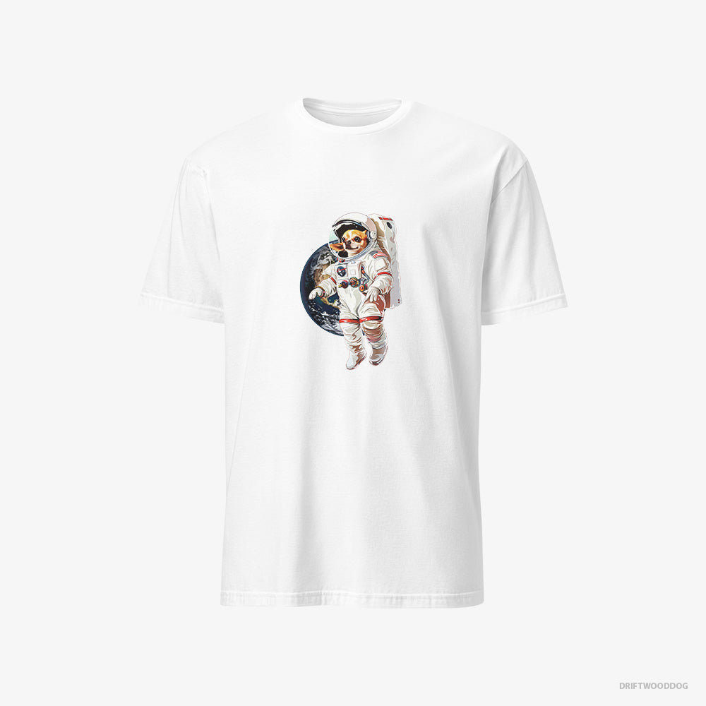 Chihuahua T-Shirt – Men White T-Shirt Classic – in a Spaceship Mission (on White Background)