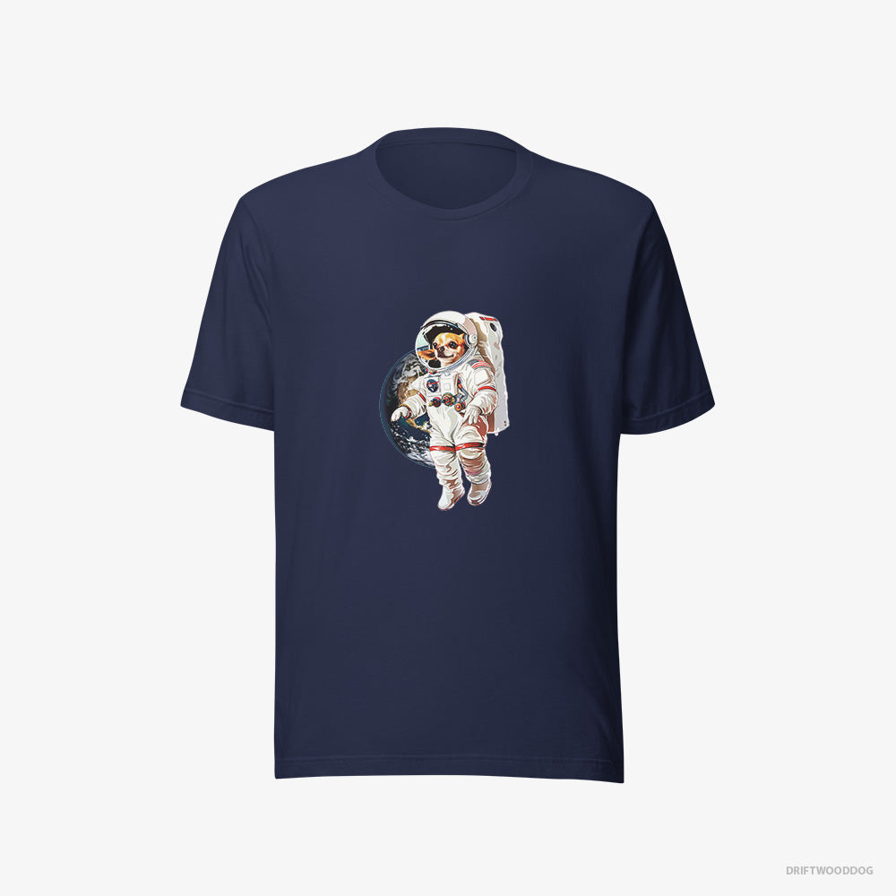 Chihuahua T-Shirt – Men Navy T-Shirt Eco-Friendly – in a Spaceship Mission (on White Background)