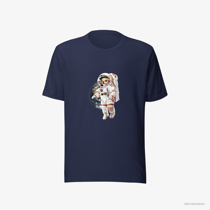 Chihuahua T-Shirt – Men Navy T-Shirt Eco-Friendly – in a Spaceship Mission (on White Background)