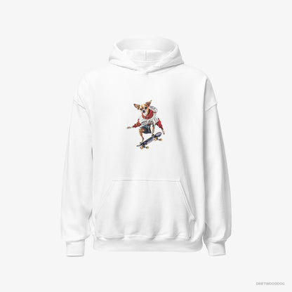 Chihuahua Mastering Skateboard Tricks White Hoodie