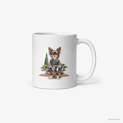 Chihuahua Meditating in a Serene Zen Garden White Mug