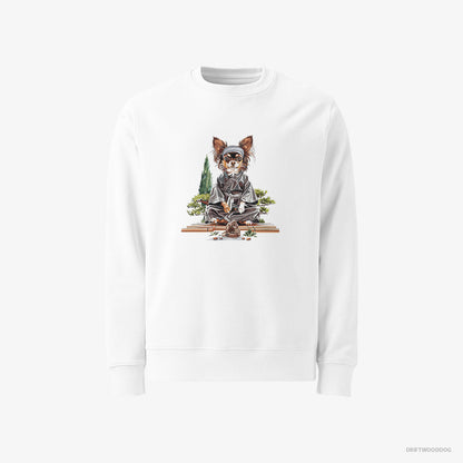 Chihuahua Meditating in a Serene Zen Garden White Sweatshirt