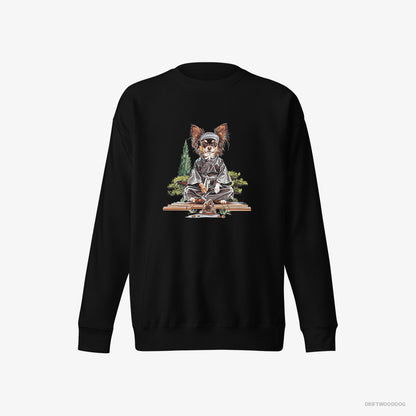 Chihuahua Meditating in a Serene Zen Garden Black Sweatshirt