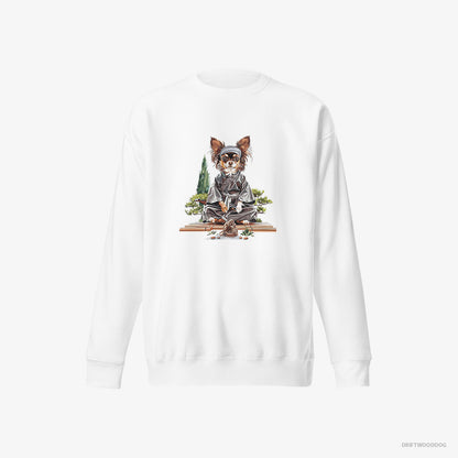 Chihuahua Meditating in a Serene Zen Garden White Sweatshirt